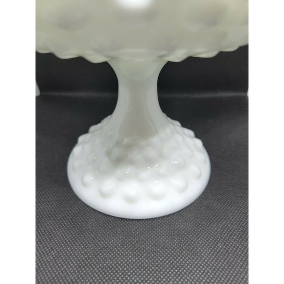 Fenton | Hobnail | Milk Glass | Ruffled 8" Wide Footed Bowl Vase - Picture 3 of 10